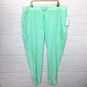 NEW Med Couture Peaches Bright Green Jogger Scrub Pants size 2XL